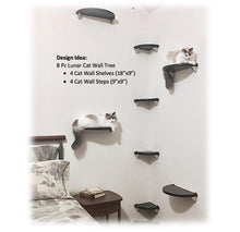 Load image into Gallery viewer, Cat Tree Corner Wall Tower Set (6 Tier) | 3 Semi-Round Cat Shelves, 3 Cat Steps
