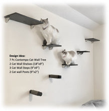 Load image into Gallery viewer, Purrfectly Catastic, cat cats kitten kitty modern contemporary wall mount mounted indoor shelf shelves shelving step steps stairs bed corner condo tower hammock house perch perches furniture climbing handcrafted tree trees tower towers wave modular wood wooden unique carpet canvas living bedrroom playroom
